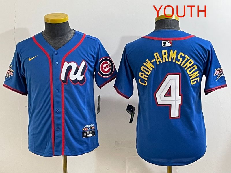 Youth 2025 Chicago Cubs #4 Crow-Armstrong Blue All star Nike MLB Jersey style 4